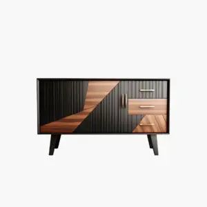 Black and Brown Color Matching Wooden Cabinet