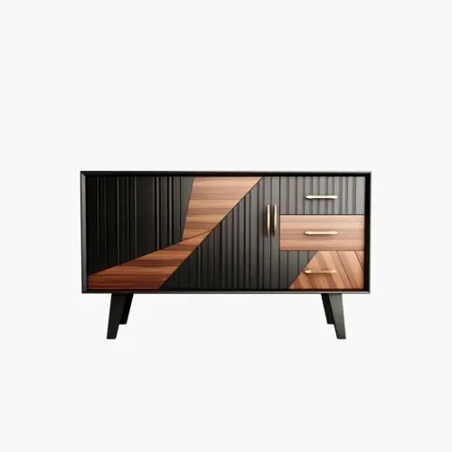 Black and Brown Color Matching Wooden Cabinet