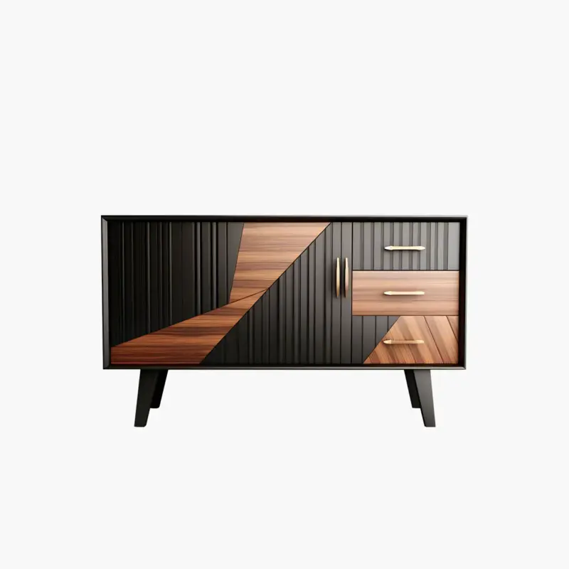 Black and Brown Color Matching Wooden Cabinet